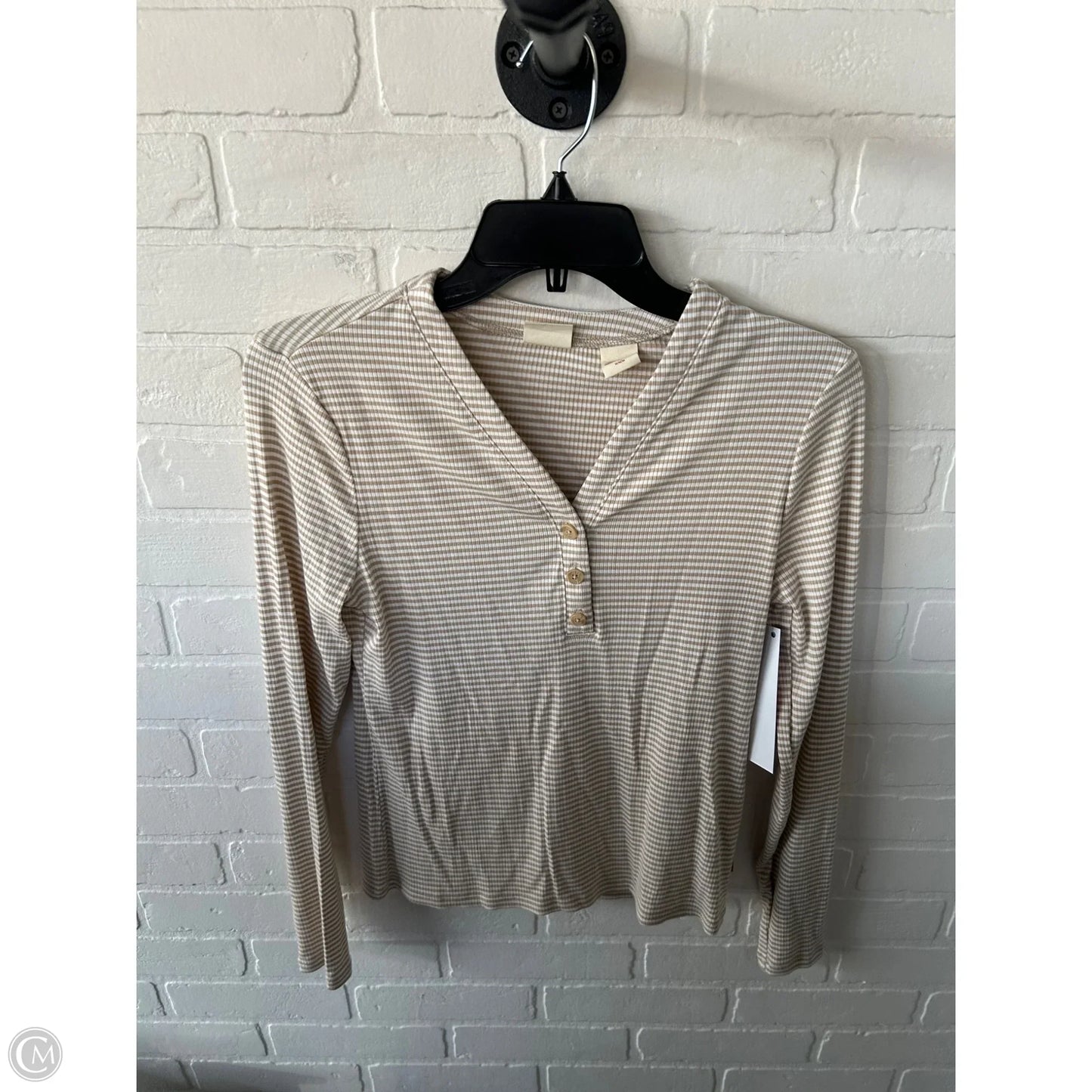 Top Long Sleeve By Levis In Tan & White, Size: M