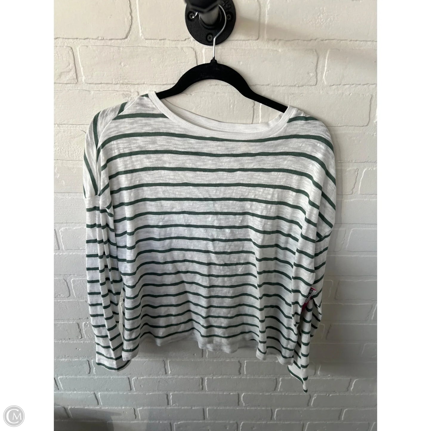 Top Long Sleeve By Levis In Green & White, Size: M