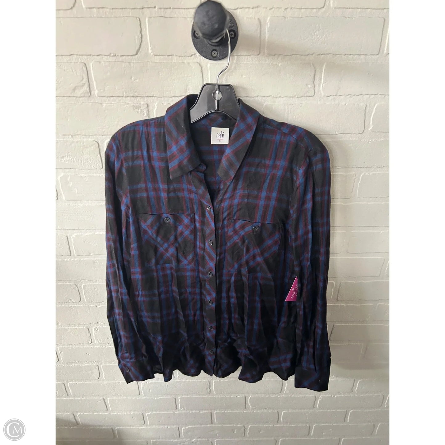 Top Long Sleeve By Cabi In Black & Blue, Size: S