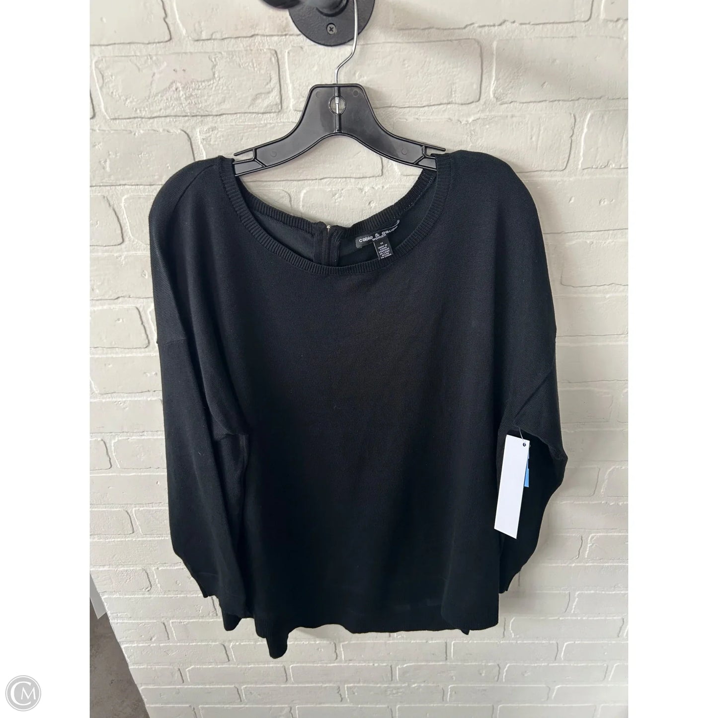Sweater By Cable And Gauge In Black, Size: 1x