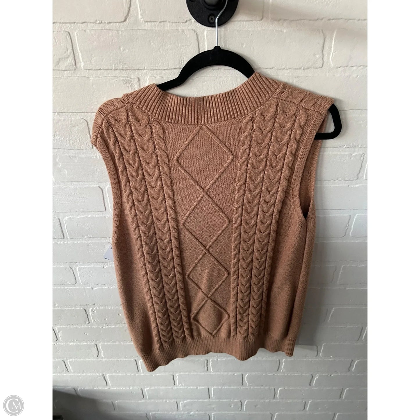 Vest Sweater By Clothes Mentor In Tan, Size: L