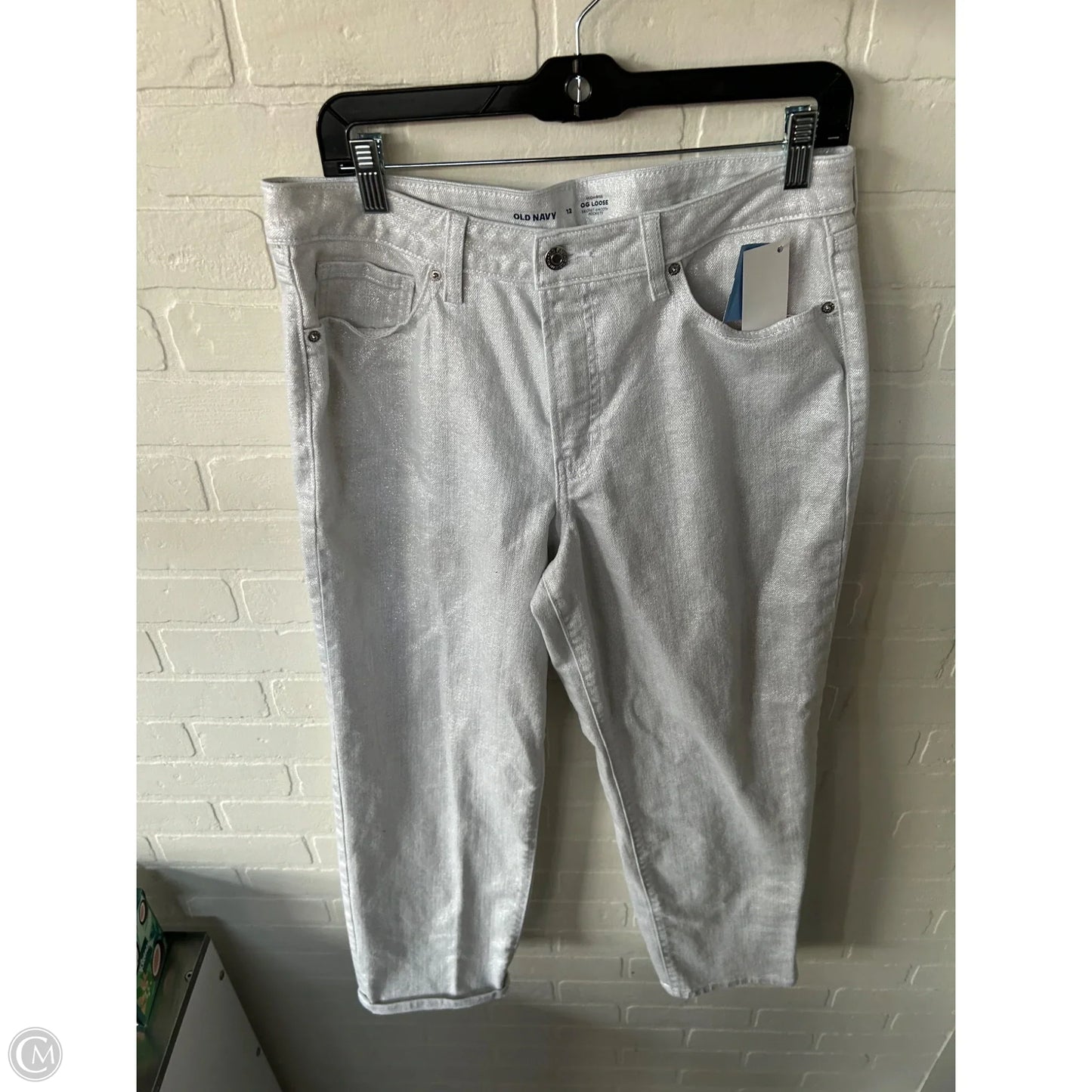 Jeans Straight By Old Navy In Silver, Size: 12