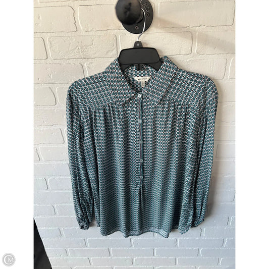 Top Long Sleeve By Max Studio In Blue & Cream, Size: L