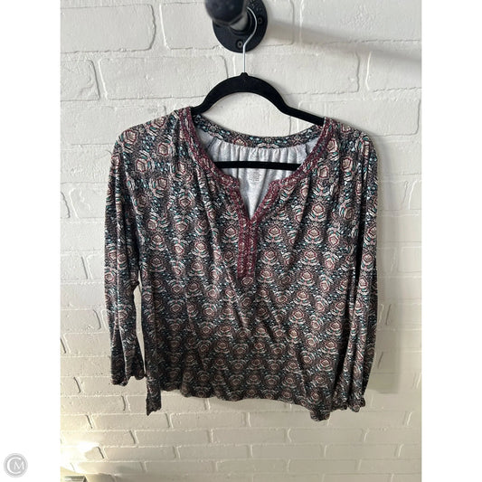 Top Long Sleeve By Pure Jill In Brown & Red, Size: Lp