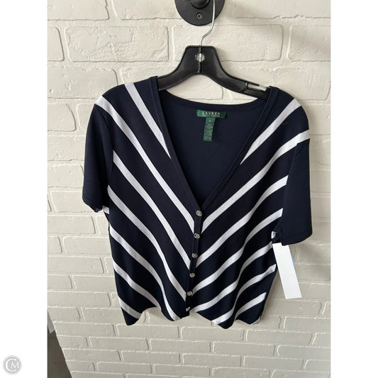 Sweater Short Sleeve By Lauren By Ralph Lauren In Blue & White, Size: Xl