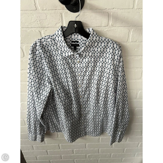 Top Long Sleeve By Talbots In Blue & White, Size: Xl