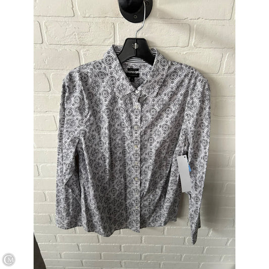 Top Long Sleeve By Talbots In Black & Grey, Size: Xl