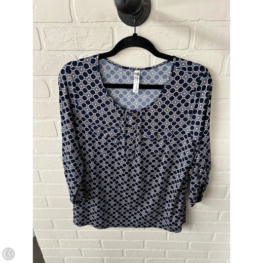 Top Long Sleeve By Perseption Concept In Blue & White, Size: Xl