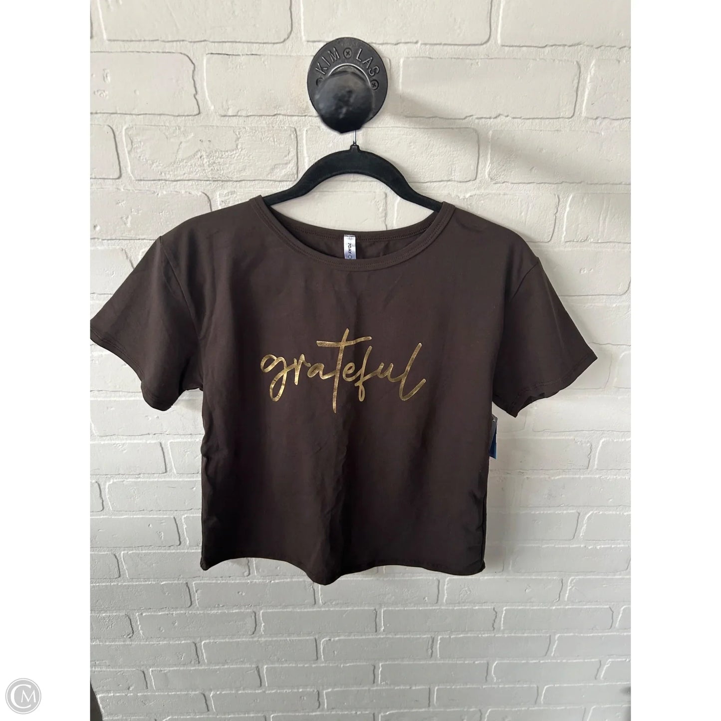 Top Short Sleeve Basic By Cme In Brown & Gold, Size: S