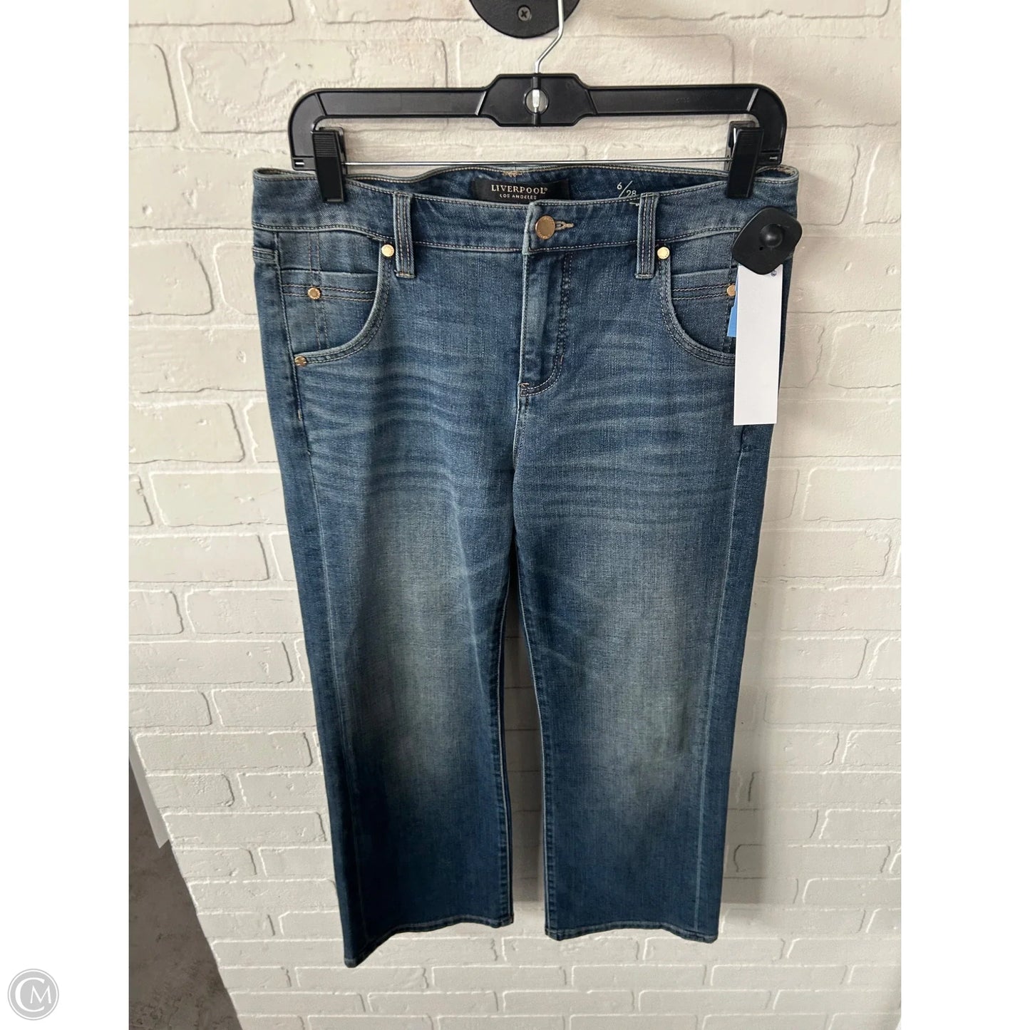 Jeans Wide Leg By Liverpool In Blue Denim, Size: 6