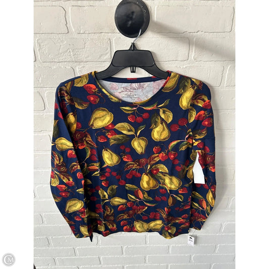 Top Long Sleeve Basic By Talbots In Blue & Yellow, Size: S