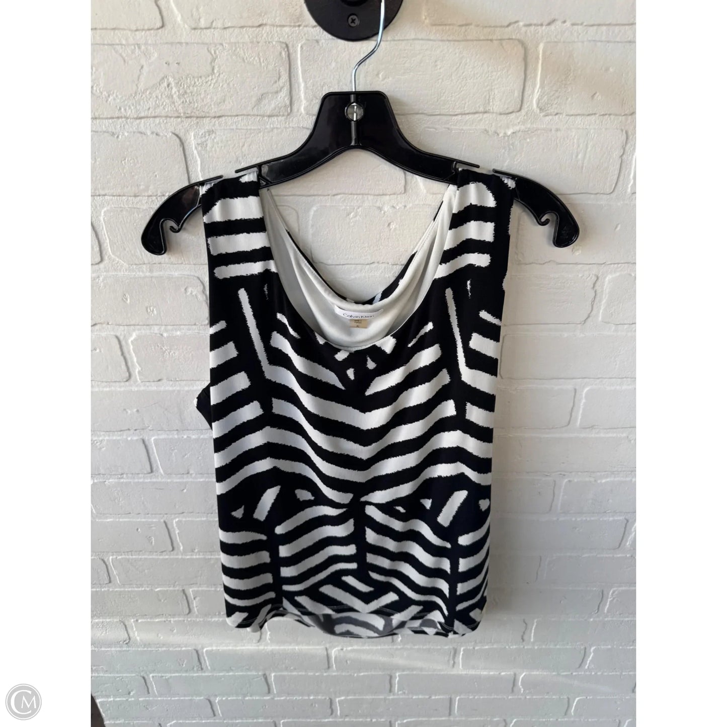 Top Sleeveless Basic By Calvin Klein In Black & White, Size: Xl