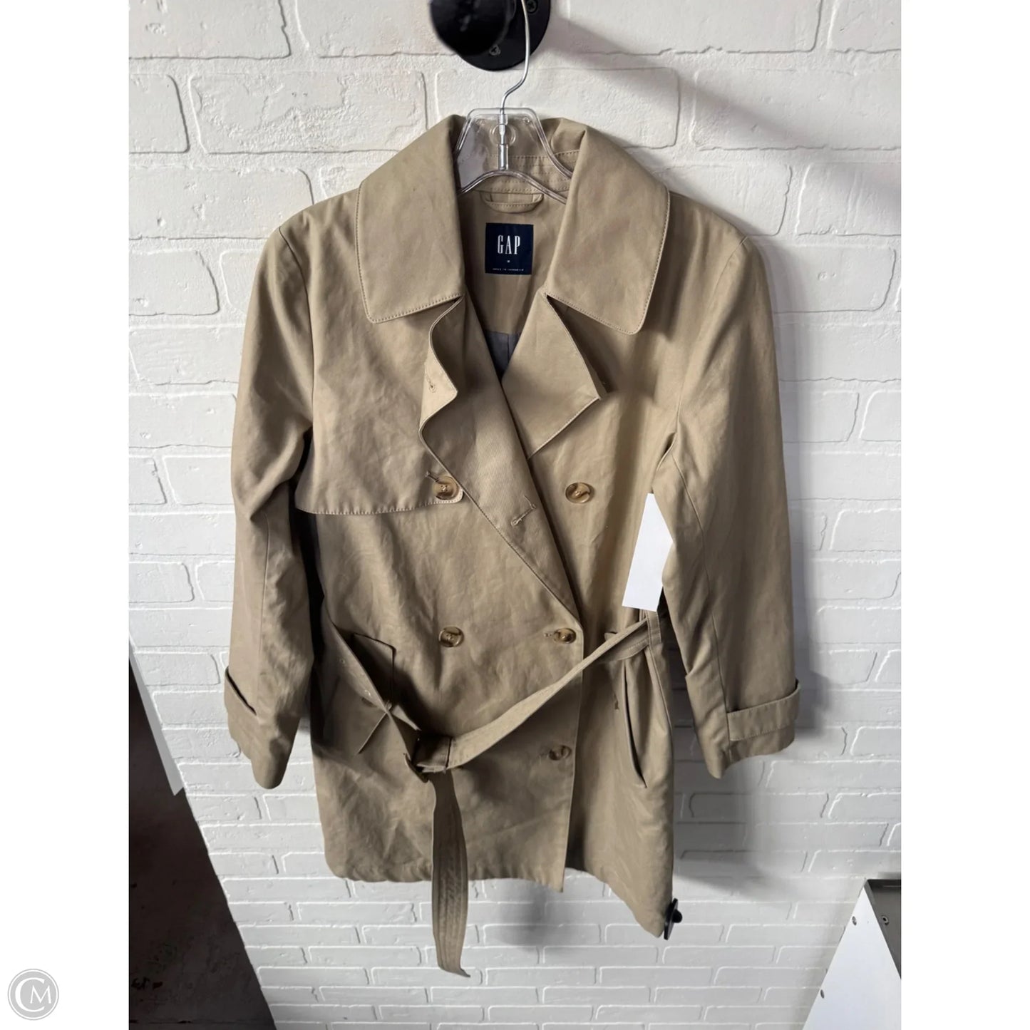 Coat Trench Coat By Gap In Tan, Size: M