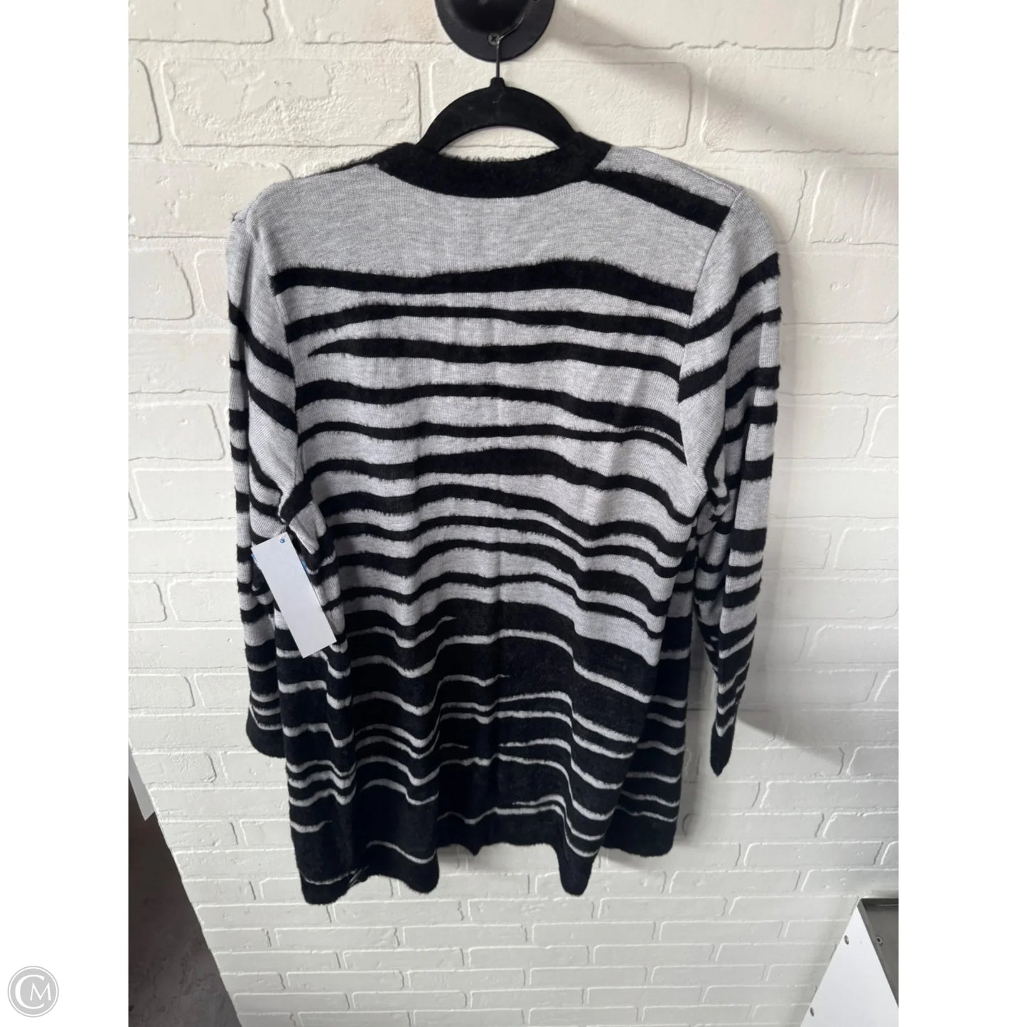 Sweater Cardigan By Chicos In Black & Grey, Size: M