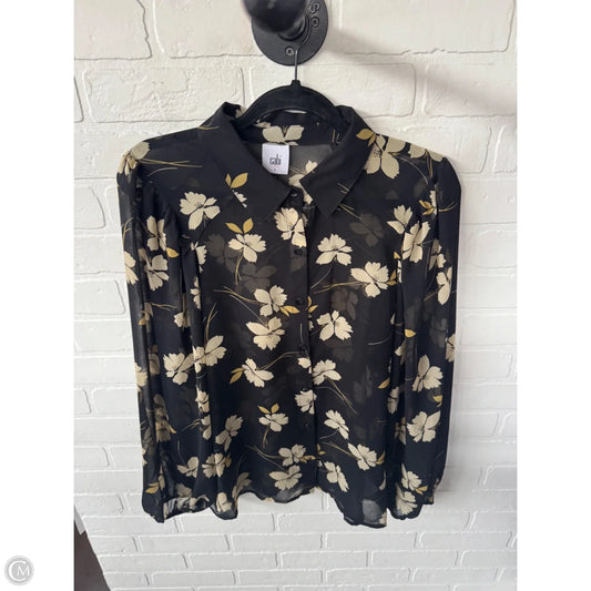 Top Long Sleeve By Cabi In Black & Cream, Size: S
