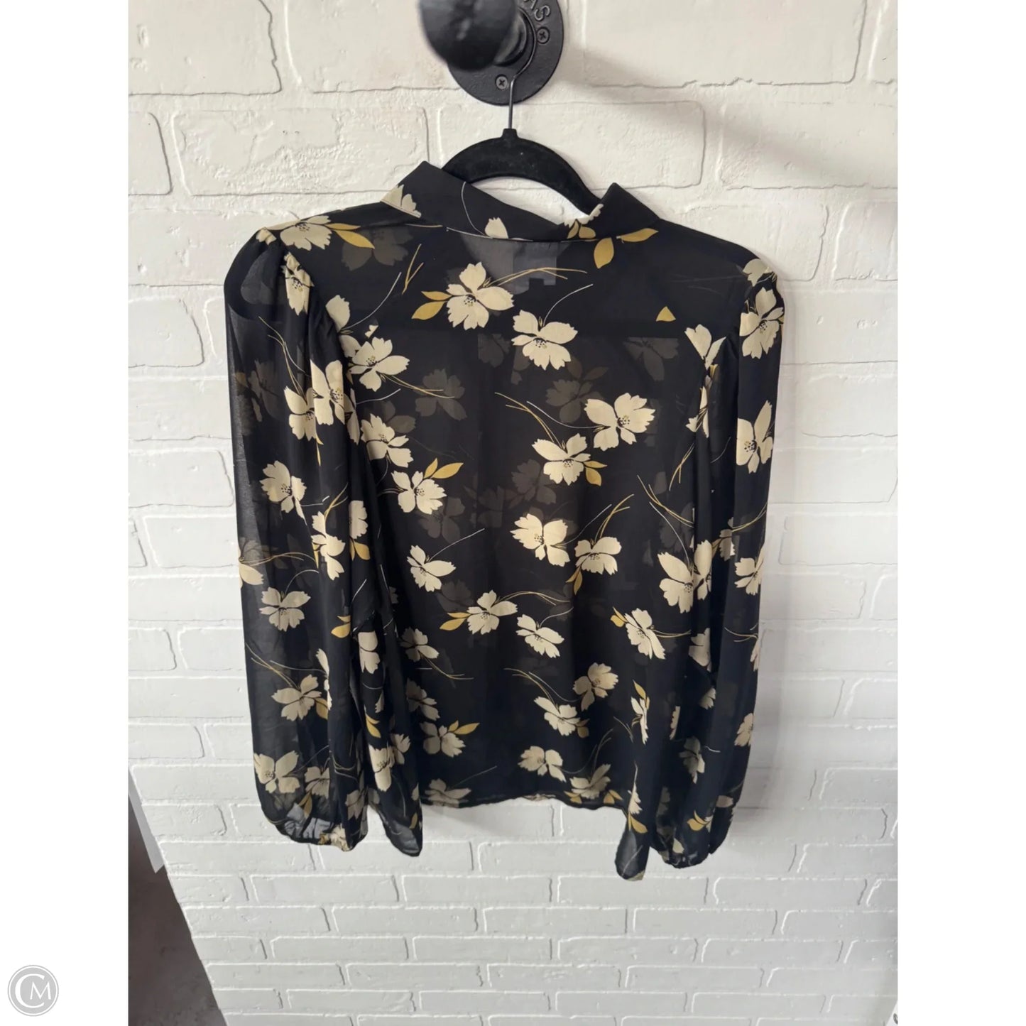 Top Long Sleeve By Cabi In Black & Cream, Size: S