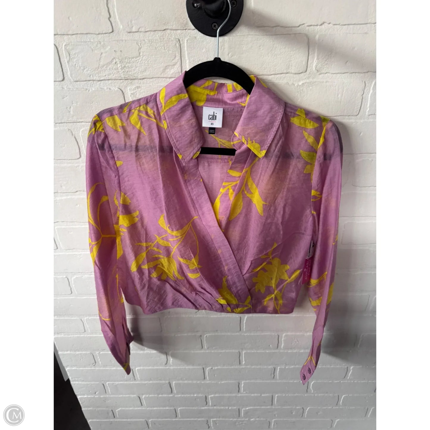 Top Long Sleeve By Cabi In Pink & Yellow, Size: Xs