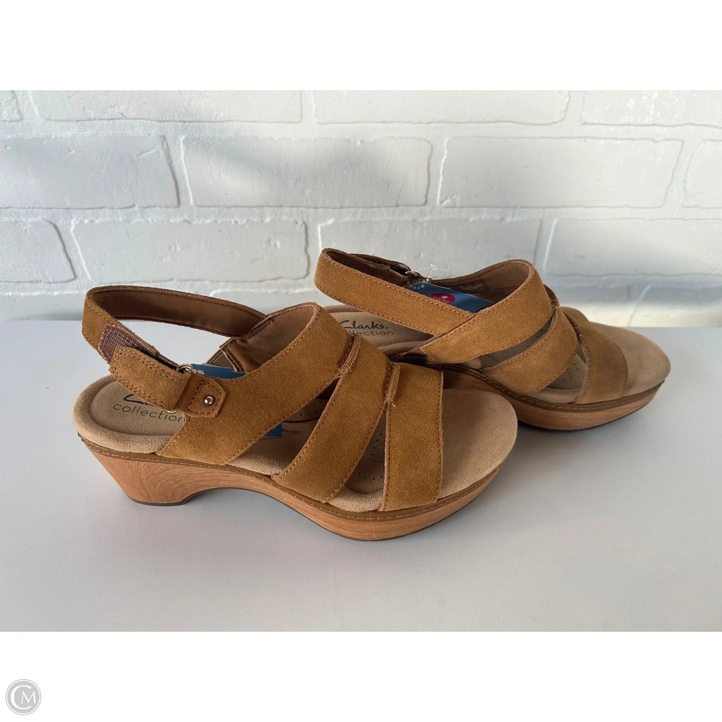 Sandals Heels Block By Clarks In Tan, Size: 8