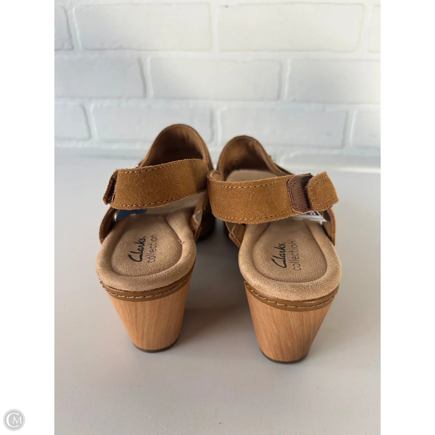 Sandals Heels Block By Clarks In Tan, Size: 8