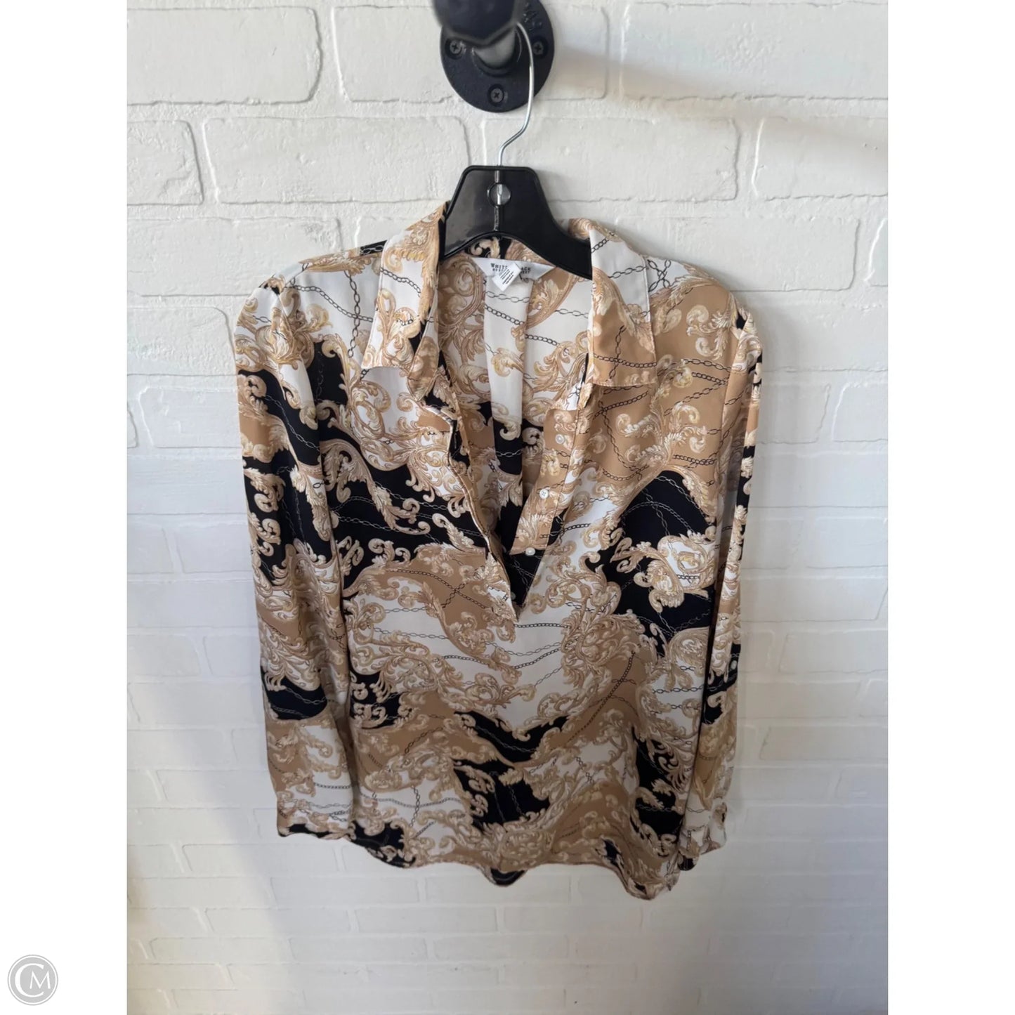 Top Long Sleeve By White House Black Market In Black & Tan, Size: S