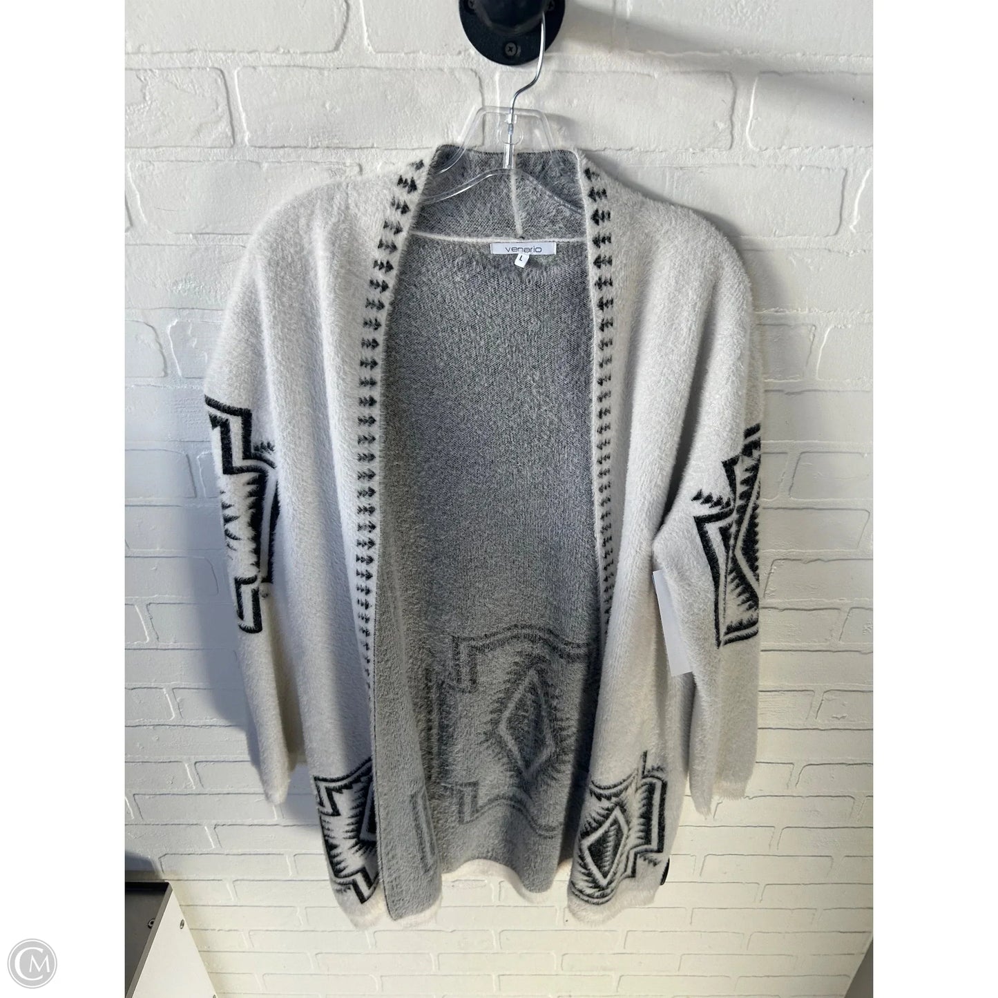 Sweater Cardigan By Cmb In Black & Cream, Size: L