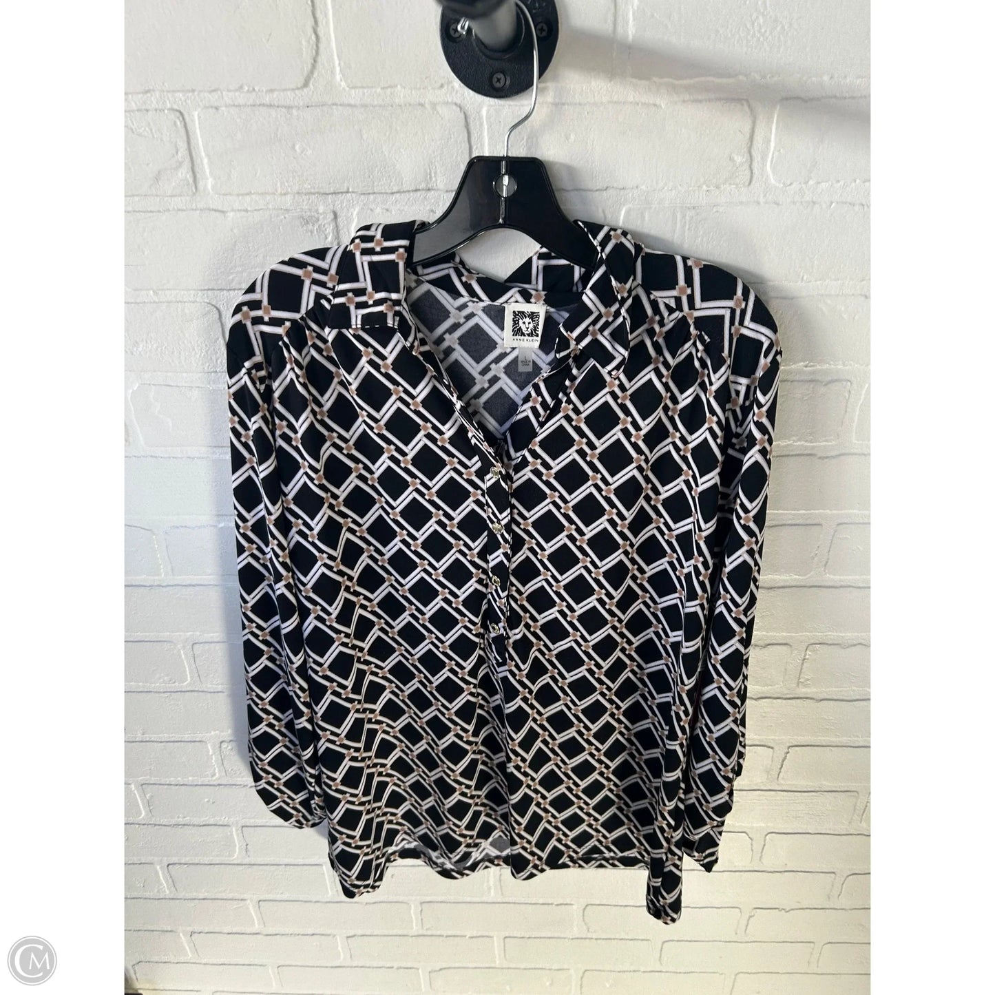 Top Long Sleeve By Anne Klein In Black & Tan, Size: L