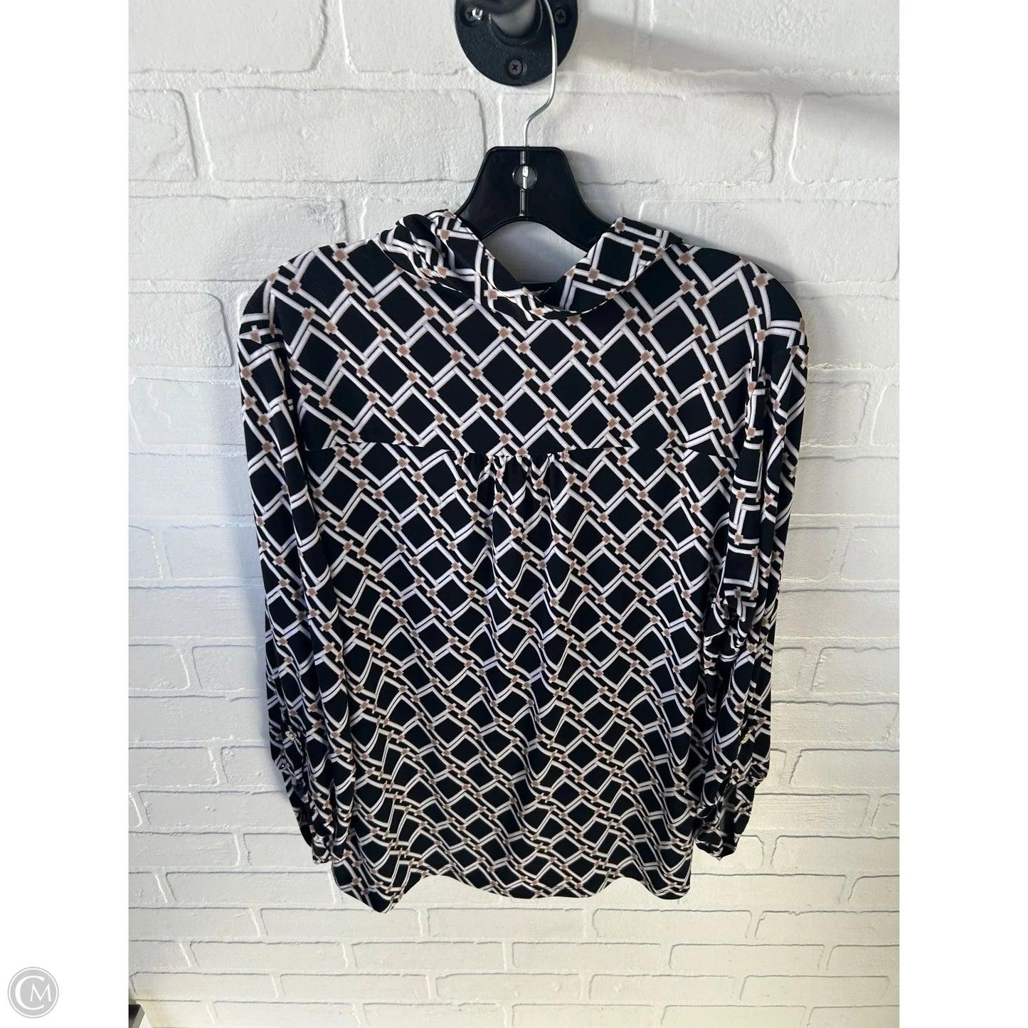 Top Long Sleeve By Anne Klein In Black & Tan, Size: L