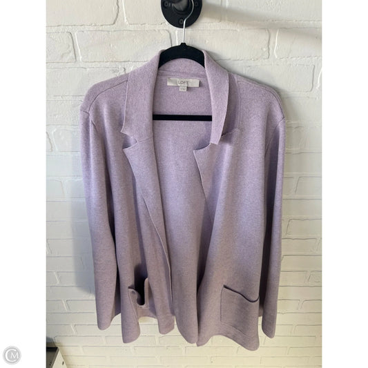 Sweater Cardigan By Loft In Purple, Size: Xl