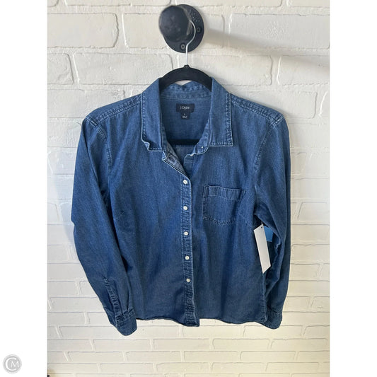 Top Long Sleeve By J. Crew In Blue Denim, Size: L