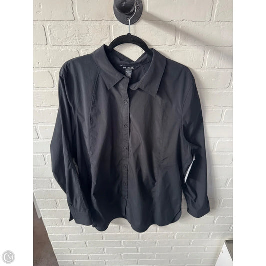 Athletic Top Long Sleeve Collar By Athleta In Black, Size: Xl