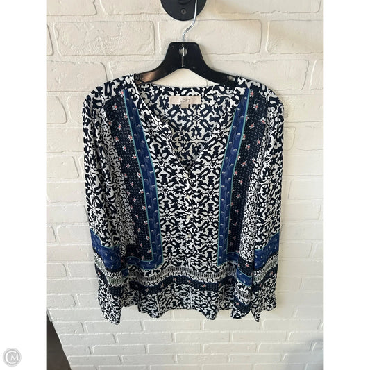 Top Long Sleeve By Loft In Blue & White, Size: M