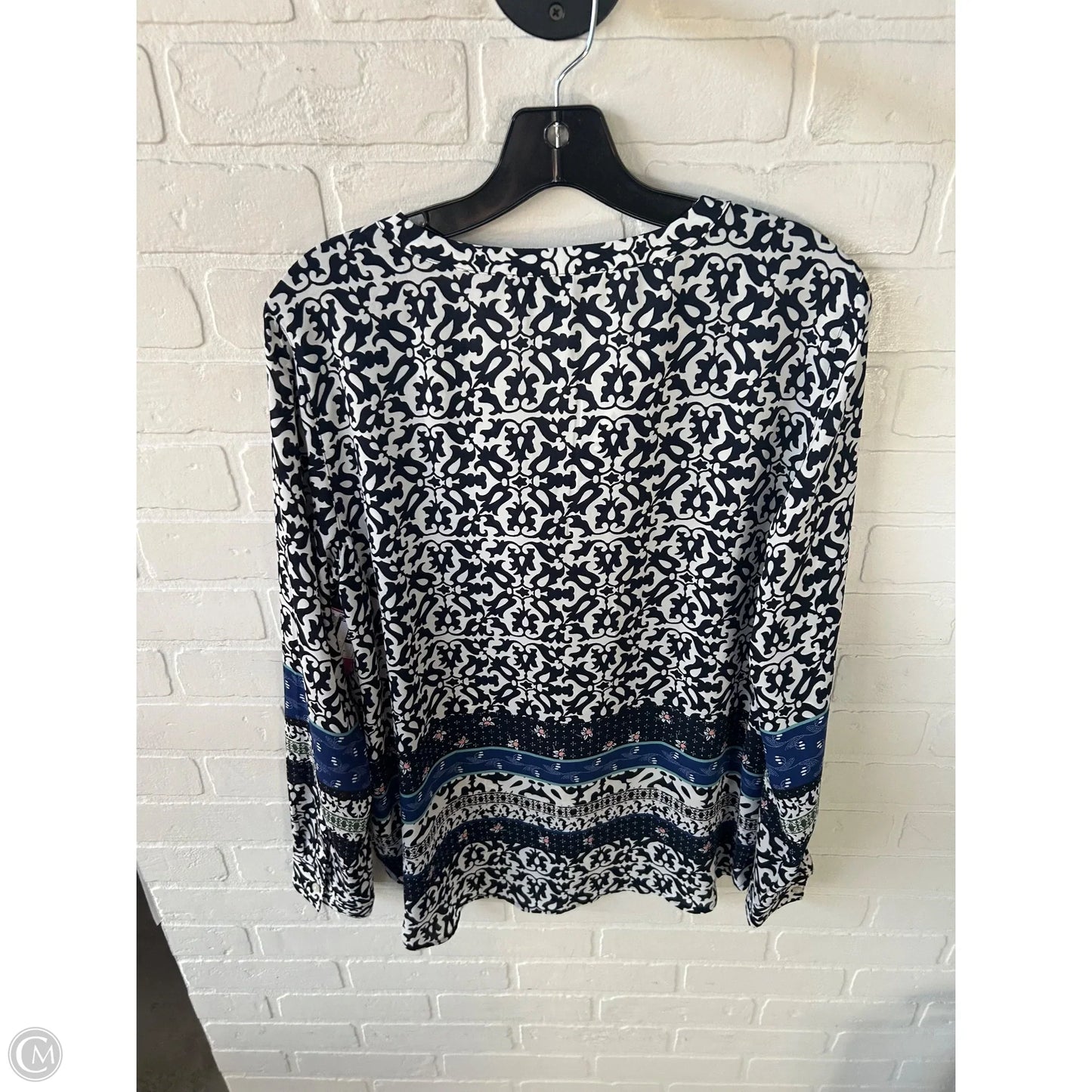 Top Long Sleeve By Loft In Blue & White, Size: M