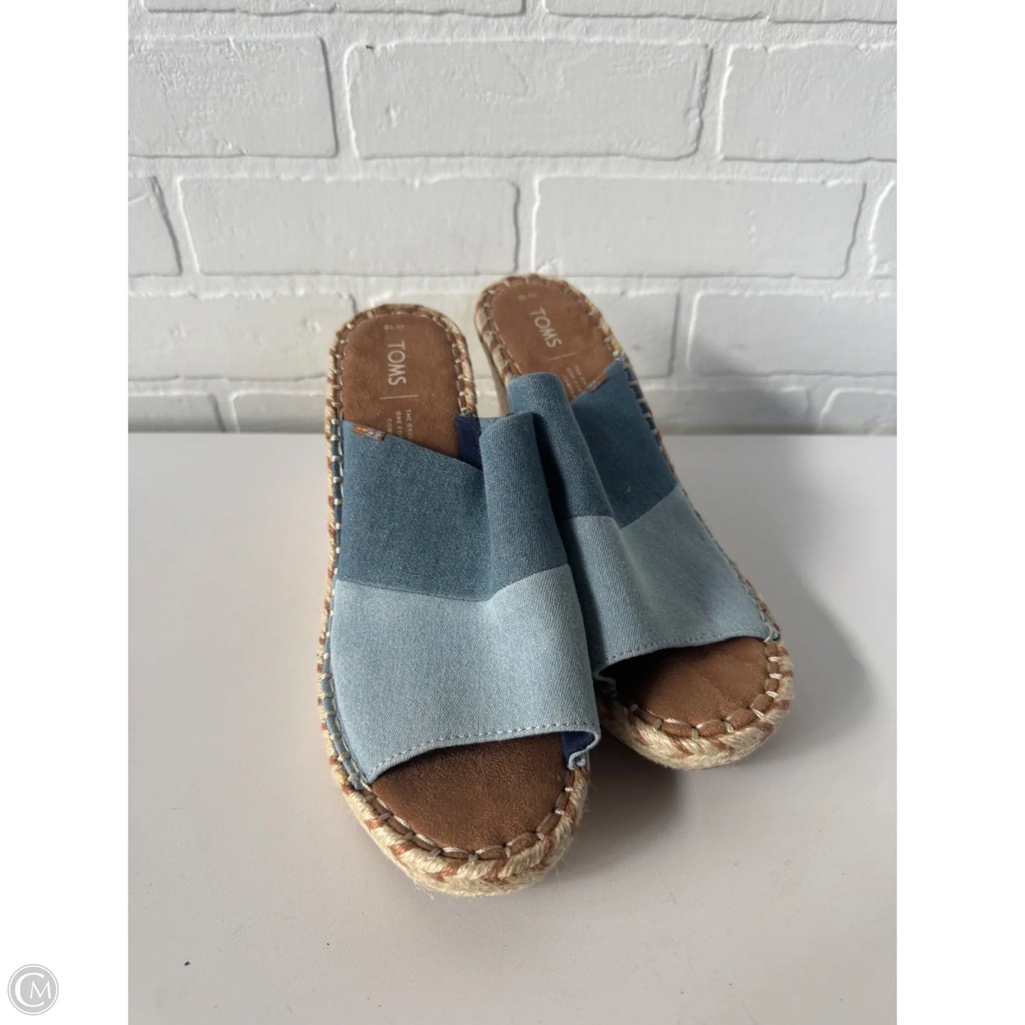 Sandals Heels Wedge By Toms In Blue Denim, Size: 10