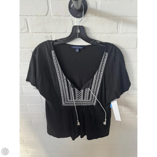 Top Short Sleeve By American Eagle In Black & White, Size: L