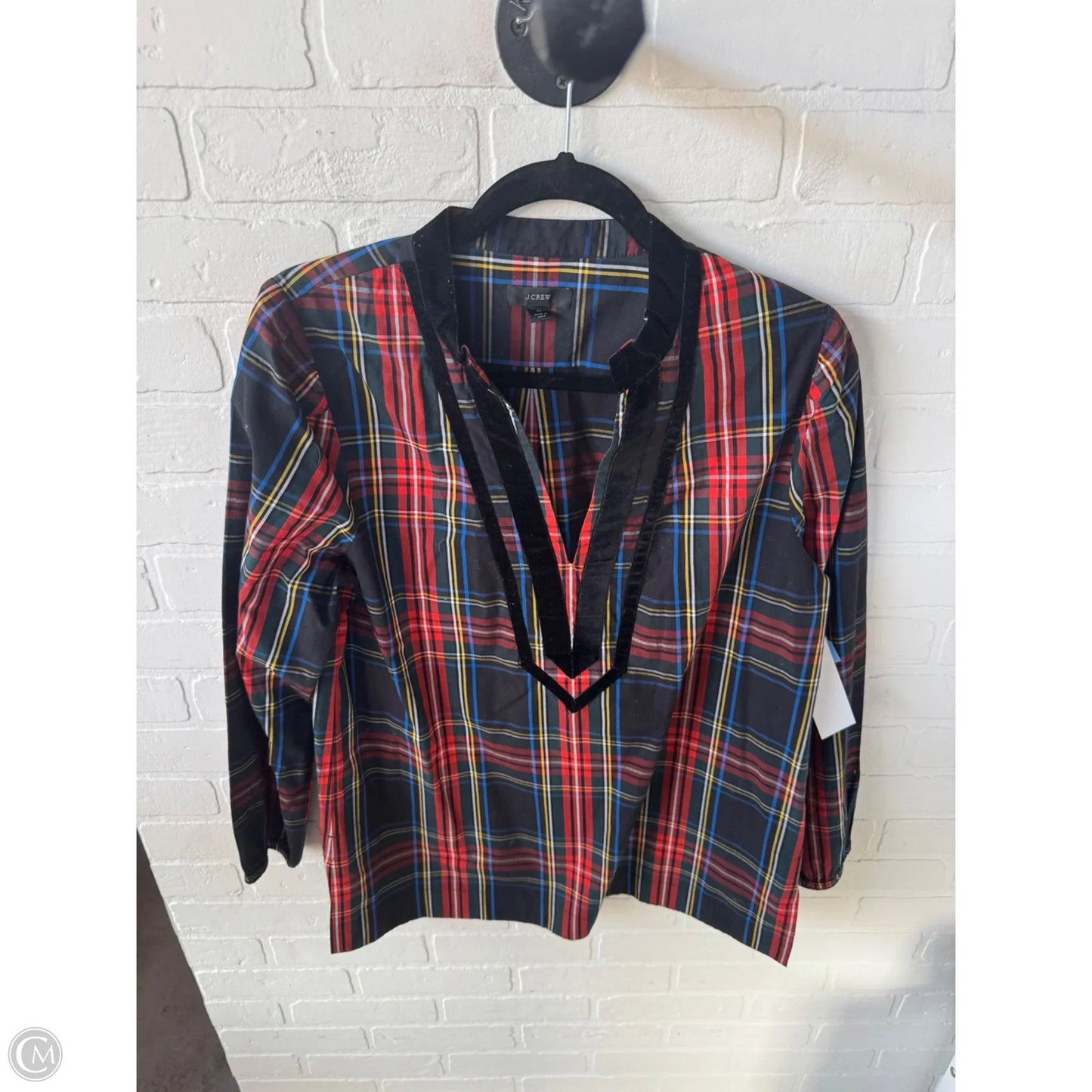 Top Long Sleeve By J. Crew In Black & Red, Size: M