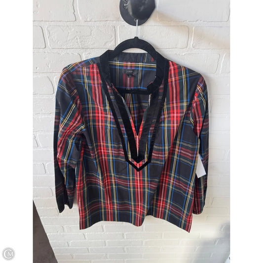 Top Long Sleeve By J. Crew In Black & Red, Size: M