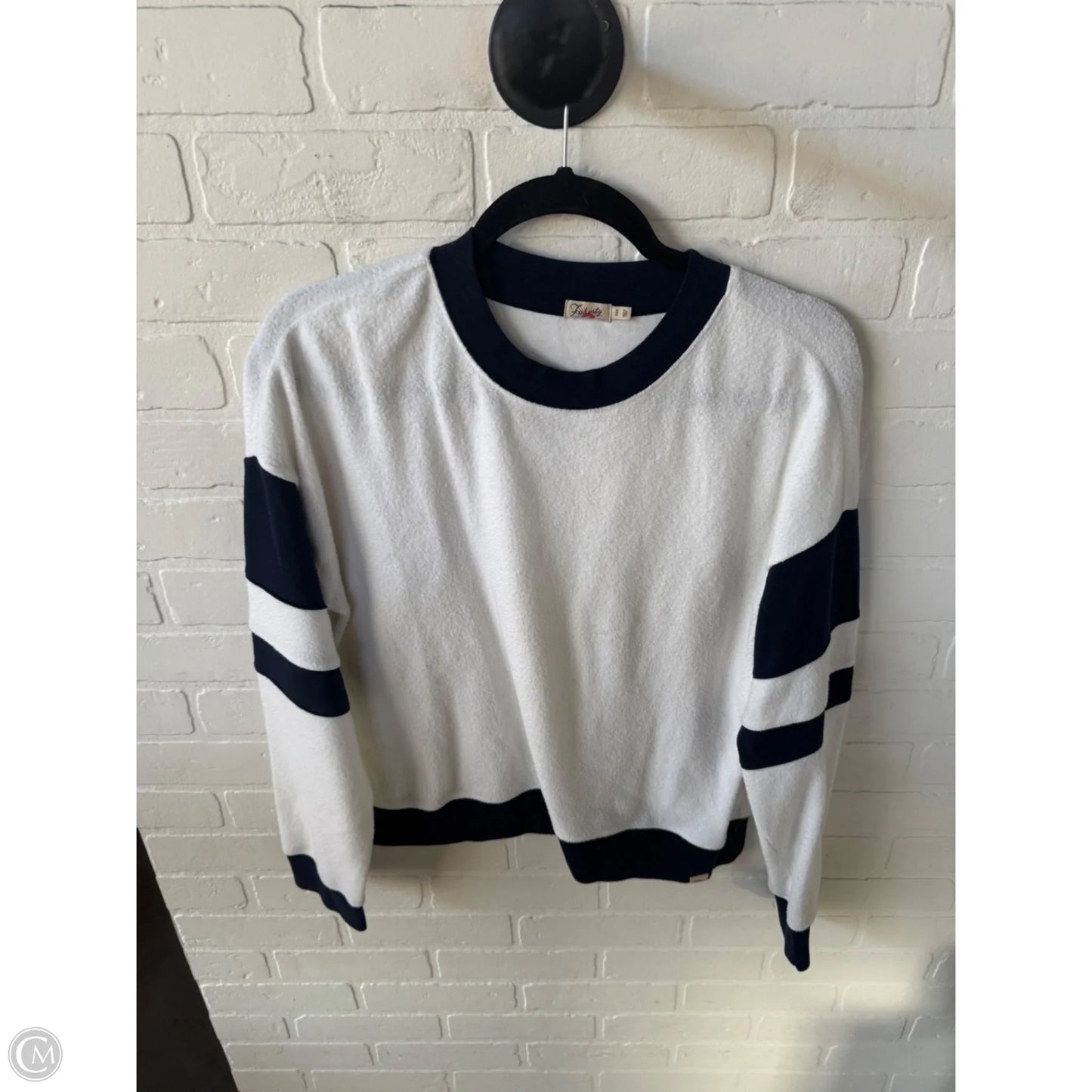 Top Long Sleeve By Faherty In Blue & White, Size: M