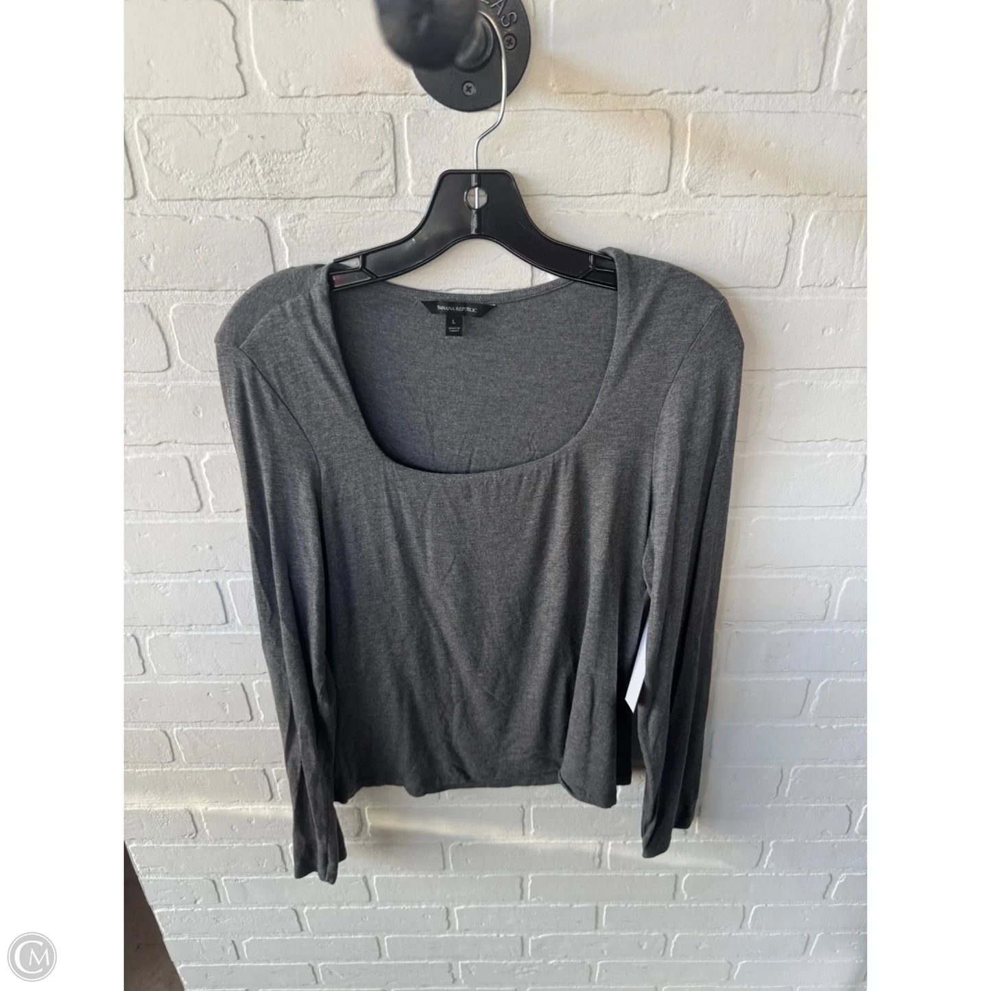 Top Long Sleeve Basic By Banana Republic In Grey, Size: L