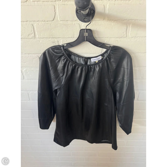 Top 3/4 Sleeve By Calvin Klein In Black, Size: S