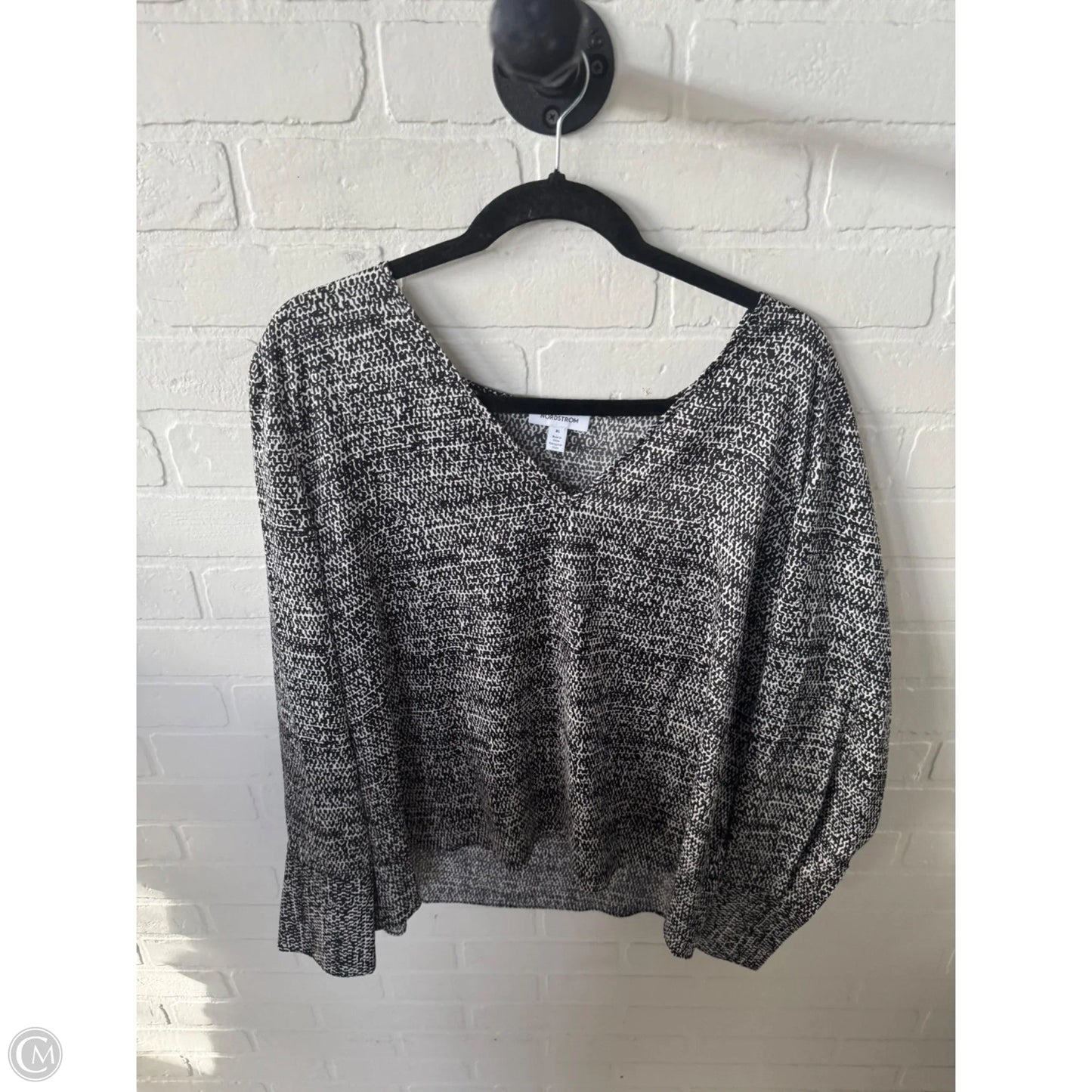 Top Long Sleeve By Nordstrom In Black & White, Size: Xl