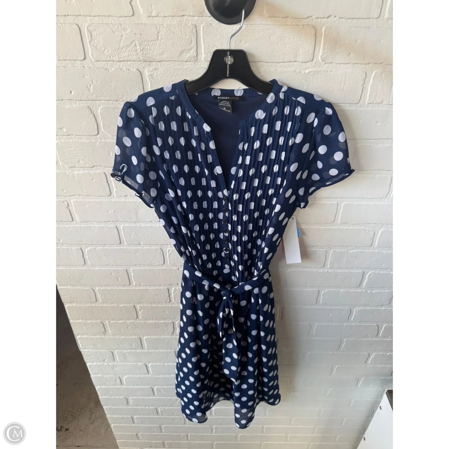 Dress Casual Midi By Robert Louis In Blue & White, Size: M