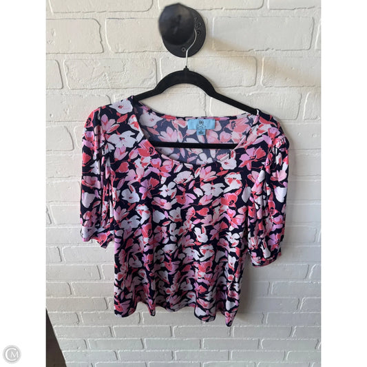 Top Short Sleeve By Cece In Blue & Pink, Size: M