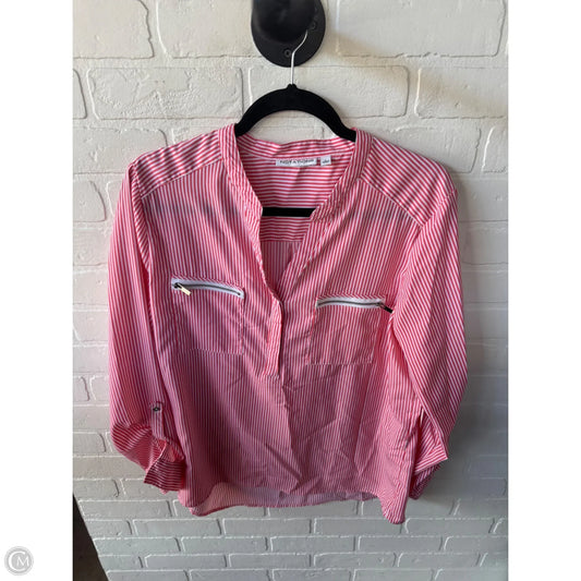 Top Long Sleeve By Notations In Orange & White, Size: L