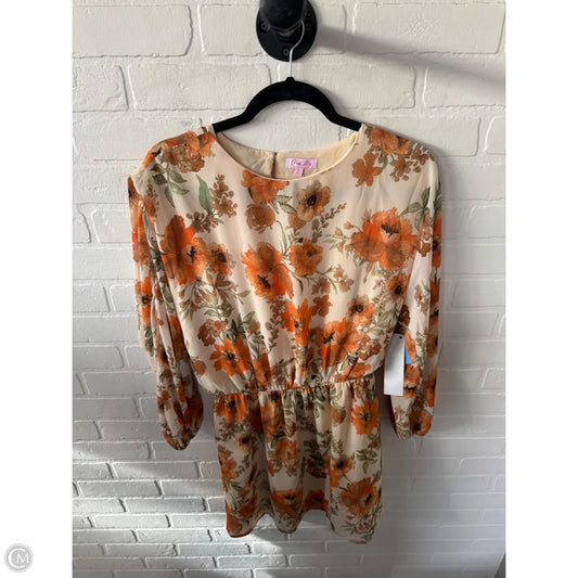 Dress Casual Short By Pink Lily In Cream & Orange, Size: S