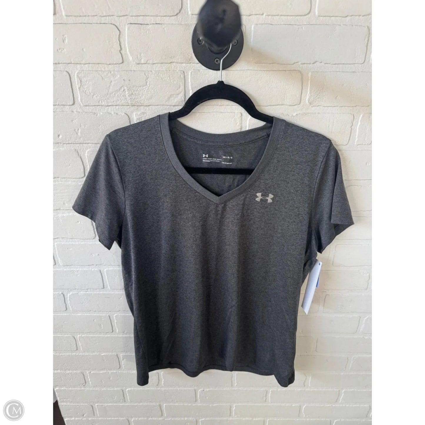 Athletic Top Short Sleeve By Under Armour In Grey, Size: L