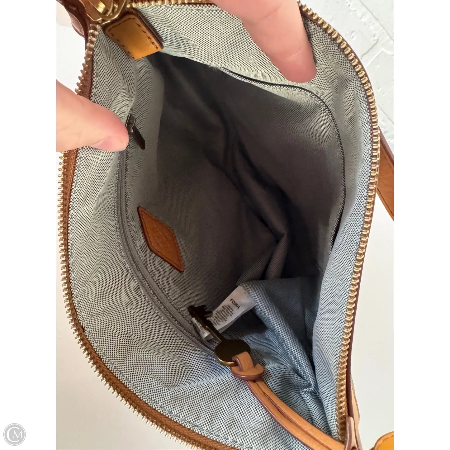 Handbag Leather By Fossil, Size: Small