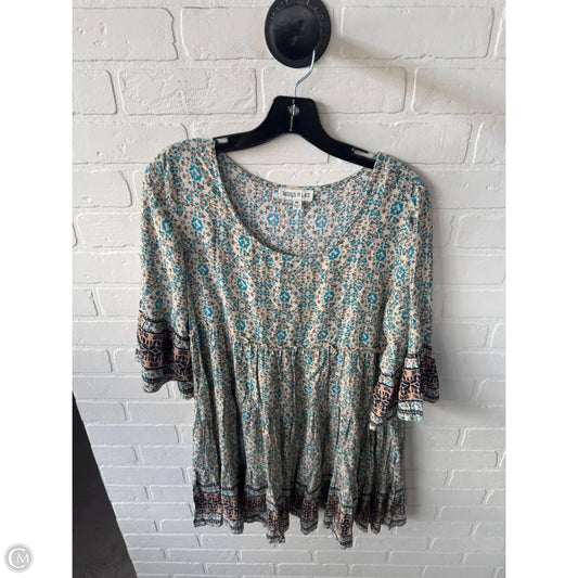 Dress Casual Short By Clothes Mentor In Blue & Cream, Size: M