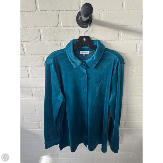 Top Long Sleeve By Calvin Klein In Blue, Size: M
