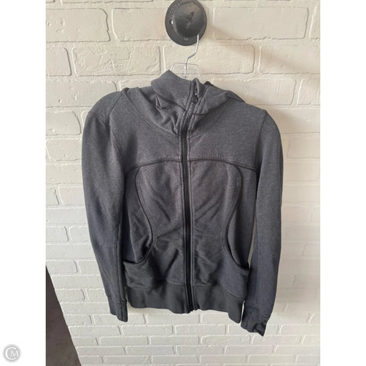 Athletic Sweatshirt Hoodie By Lululemon In Grey, Size: M