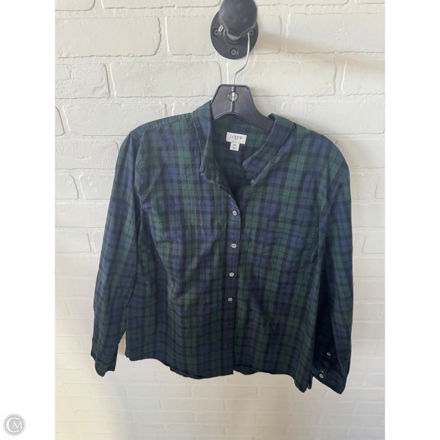 Top Long Sleeve By J. Crew In Blue & Green, Size: Xl